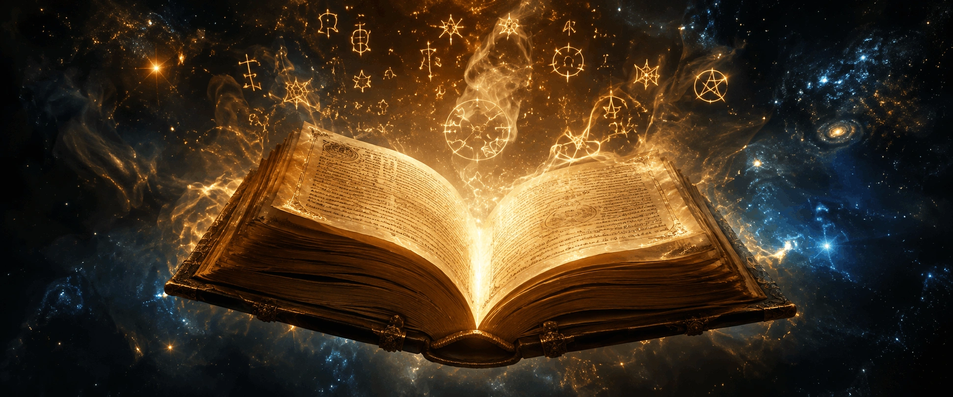 Ancient glowing book — free past life reading